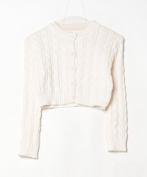 Per sist ence(パーシエンス)の「ケーブルニットショート丈カーディガン(カーディガン/ボレロ・レディース・ホワイト/グリーン/ピンク/ベージュ/ネイビー/ブラック・FREE)」の9枚目の写真