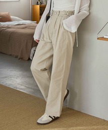 ツーストラップコットンワイドパンツ(レギュラー丈)