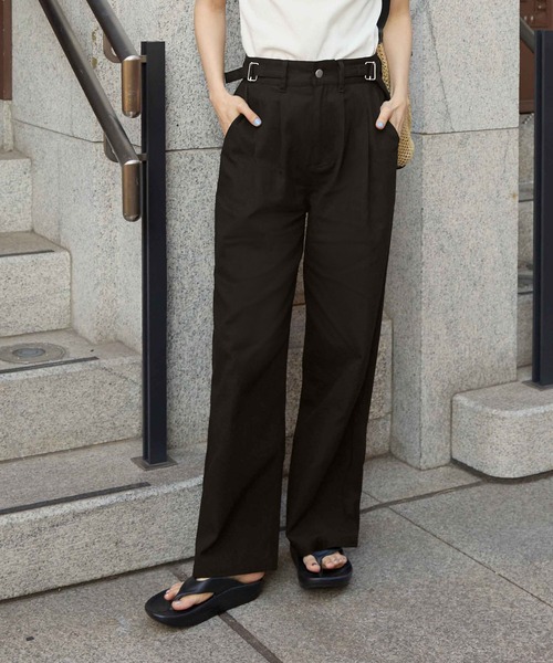 CHAN ME（チャンミ）の「ツーストラップコットンワイドパンツ（レギュラー丈）（その他パンツ・レディース・ブルーグレー/ブラック/ベージュ/カーキ/ピンク・SMALL/MEDIUM/LARGE/X-LARGE）」の20枚目の写真
