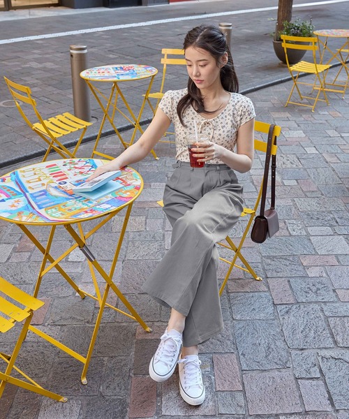 CHAN ME（チャンミ）の「ツーストラップコットンワイドパンツ（レギュラー丈）（その他パンツ・レディース・ブルーグレー/ブラック/ベージュ/カーキ/ピンク・SMALL/MEDIUM/LARGE/X-LARGE）」の14枚目の写真