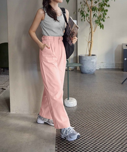 CHAN ME（チャンミ）の「ツーストラップコットンワイドパンツ（レギュラー丈）（その他パンツ・レディース・ブルーグレー/ブラック/ベージュ/カーキ/ピンク・SMALL/MEDIUM/LARGE/X-LARGE）」の10枚目の写真