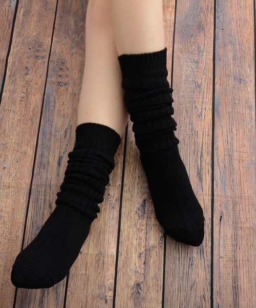 VIBGYOR Women(ヴィブジョー ウィメン)の「【float】リブ編み ルーズソックス風/ニーハイソックス【2way】(ソックス/靴下・レディース・ブラック/グレー/ホワイト/ベージュ・FREE)」の7枚目の写真