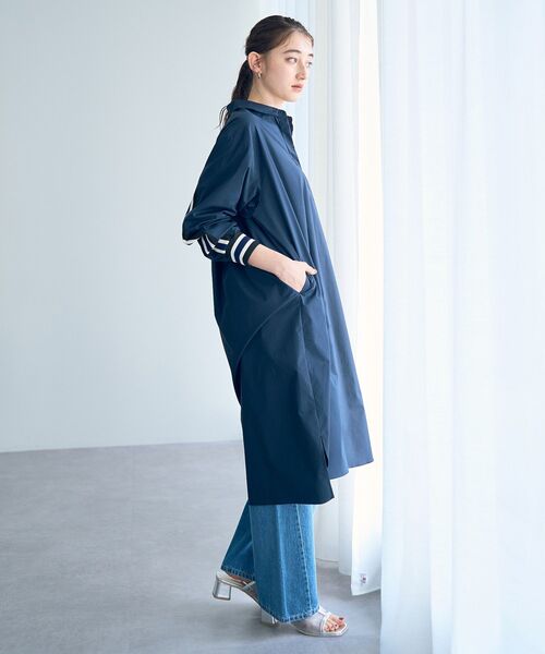 Editt by YECCA VECCA（エディットバイイェッカヴェッカ）の「リブMIXシャツワンピース（シャツワンピース・レディース・ストライプ/ネイビー/オフホワイト・FREE）」の8枚目の写真