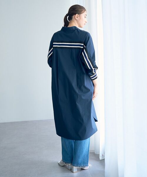 Editt by YECCA VECCA（エディットバイイェッカヴェッカ）の「リブMIXシャツワンピース（シャツワンピース・レディース・ストライプ/ネイビー/オフホワイト・FREE）」の11枚目の写真