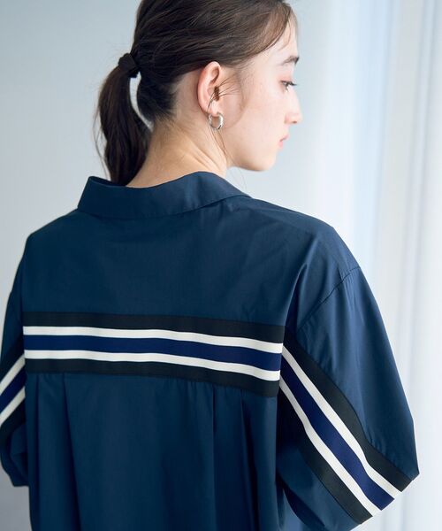 Editt by YECCA VECCA（エディットバイイェッカヴェッカ）の「リブMIXシャツワンピース（シャツワンピース・レディース・ストライプ/ネイビー/オフホワイト・FREE）」の13枚目の写真
