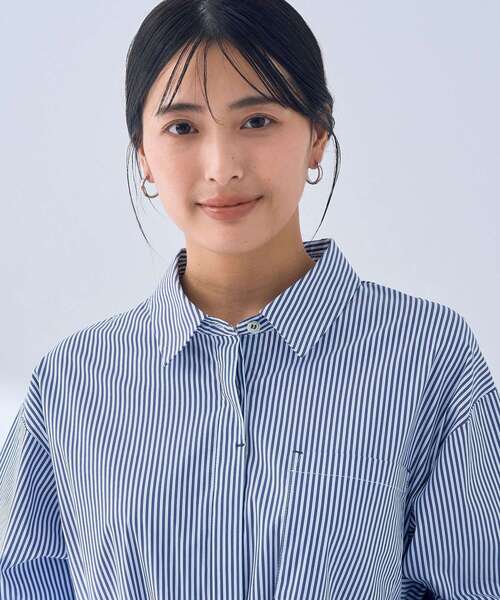 Editt by YECCA VECCA（エディットバイイェッカヴェッカ）の「リブMIXシャツワンピース（シャツワンピース・レディース・ストライプ/ネイビー/オフホワイト・FREE）」の19枚目の写真