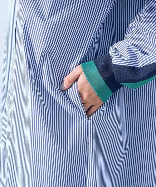 Editt by YECCA VECCA（エディットバイイェッカヴェッカ）の「リブMIXシャツワンピース（シャツワンピース・レディース・ストライプ/ネイビー/オフホワイト・FREE）」の21枚目の写真