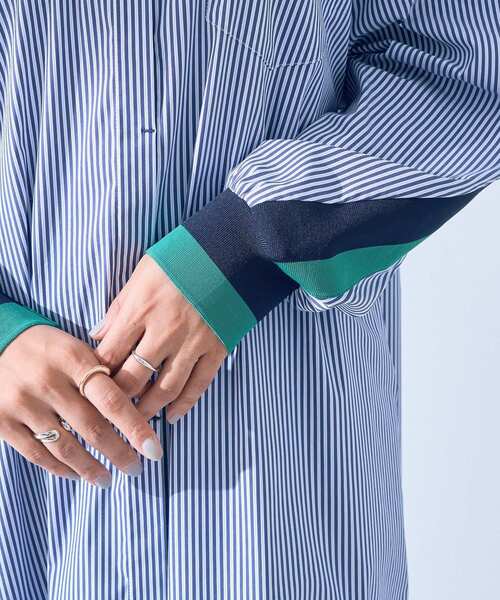 Editt by YECCA VECCA（エディットバイイェッカヴェッカ）の「リブMIXシャツワンピース（シャツワンピース・レディース・ストライプ/ネイビー/オフホワイト・FREE）」の22枚目の写真