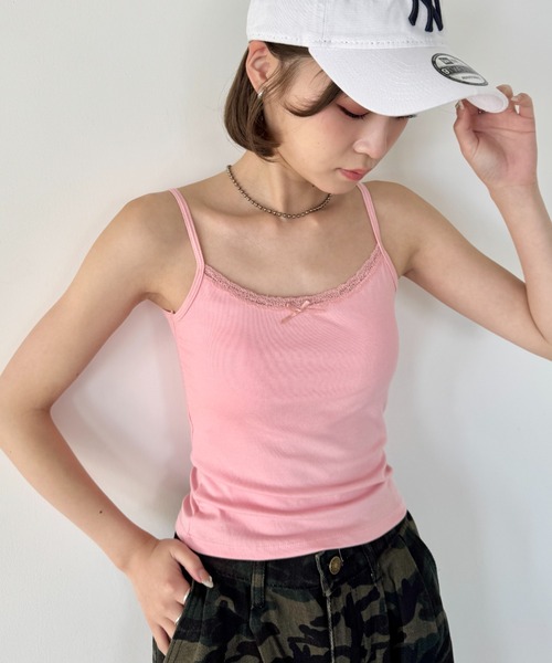 SOLLON.(ソルロン)の「カップ付きアソートキャミソール(キャミソール・レディース・その他1/その他2/その他3/ホワイト/ライトグレー/ピンク/ブラック・FREE)」の5枚目の写真