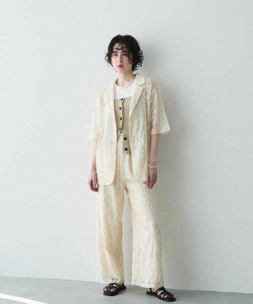 Trish（トリッシュ）の「コード刺繍オーガンジーイージーパンツ（その他パンツ・レディース・アイボリー/ブラック・MEDIUM）」の8枚目の写真