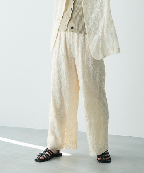 Trish（トリッシュ）の「コード刺繍オーガンジーイージーパンツ（その他パンツ・レディース・アイボリー/ブラック・MEDIUM）」の5枚目の写真