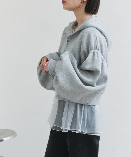 ad thie（アドティエ）の「レイヤード チュール タンクトップ（タンクトップ・レディース・ブラック/オフホワイト・FREE）」の8枚目の写真