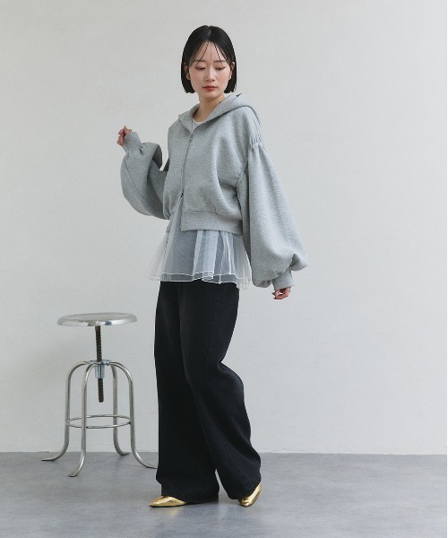 ad thie（アドティエ）の「レイヤード チュール タンクトップ（タンクトップ・レディース・ブラック/オフホワイト・FREE）」の9枚目の写真