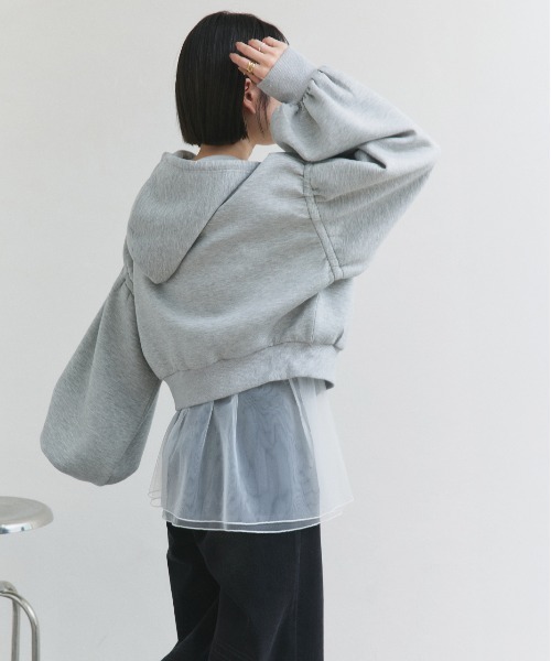 ad thie（アドティエ）の「レイヤード チュール タンクトップ（タンクトップ・レディース・ブラック/オフホワイト・FREE）」の10枚目の写真