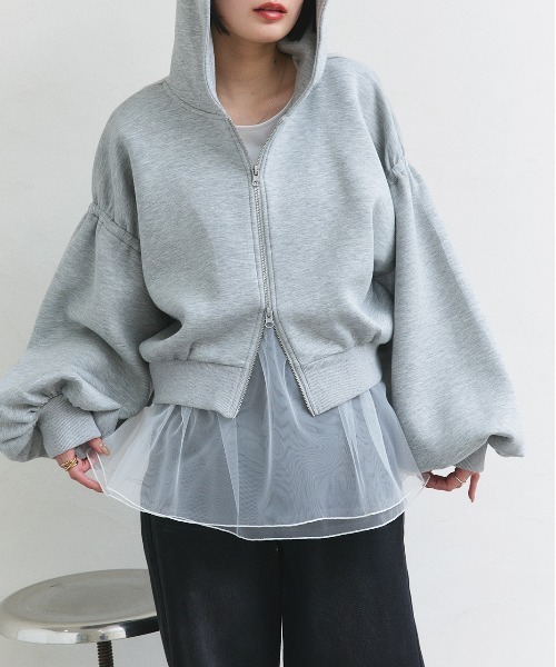 ad thie（アドティエ）の「レイヤード チュール タンクトップ（タンクトップ・レディース・ブラック/オフホワイト・FREE）」の11枚目の写真