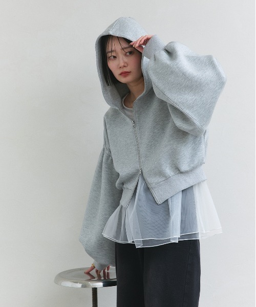 ad thie（アドティエ）の「レイヤード チュール タンクトップ（タンクトップ・レディース・ブラック/オフホワイト・FREE）」の12枚目の写真