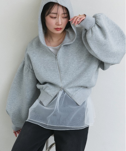 ad thie（アドティエ）の「レイヤード チュール タンクトップ（タンクトップ・レディース・ブラック/オフホワイト・FREE）」の13枚目の写真