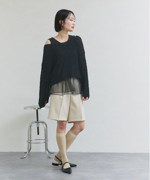 ad thie（アドティエ）の「レイヤード チュール タンクトップ（タンクトップ・レディース・ブラック/オフホワイト・FREE）」の14枚目の写真