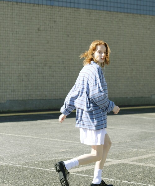 Firsthand(ファーストハンド)の「MA Firsthand/マ ファーストハンド BASQUE BORDER CROP PO / バスクボーダー クロップ プルオーバー(Tシャツ/カットソー・レディース・サックスブルー/ホワイト/ネイビー・FREE)」の6枚目の写真