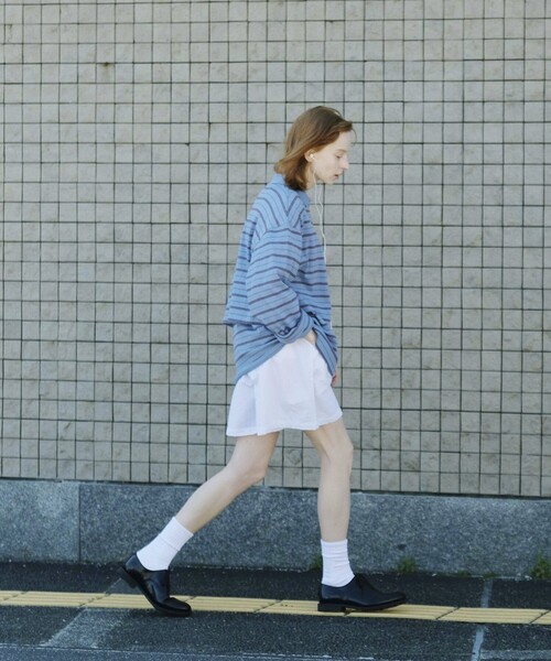 Firsthand(ファーストハンド)の「MA Firsthand/マ ファーストハンド BASQUE BORDER CROP PO / バスクボーダー クロップ プルオーバー(Tシャツ/カットソー・レディース・サックスブルー/ホワイト/ネイビー・FREE)」の7枚目の写真