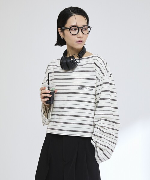 Firsthand(ファーストハンド)の「MA Firsthand/マ ファーストハンド BASQUE BORDER CROP PO / バスクボーダー クロップ プルオーバー(Tシャツ/カットソー・レディース・サックスブルー/ホワイト/ネイビー・FREE)」の9枚目の写真