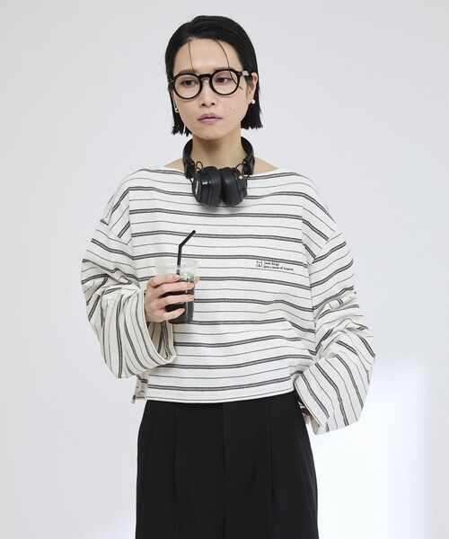 Firsthand(ファーストハンド)の「MA Firsthand/マ ファーストハンド BASQUE BORDER CROP PO / バスクボーダー クロップ プルオーバー(Tシャツ/カットソー・レディース・サックスブルー/ホワイト/ネイビー・FREE)」の10枚目の写真