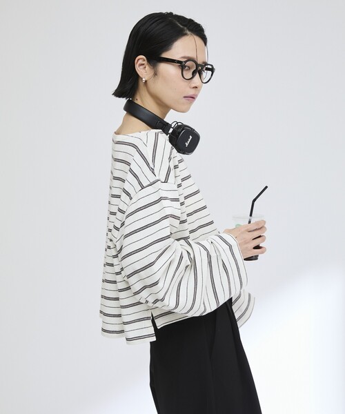 Firsthand(ファーストハンド)の「MA Firsthand/マ ファーストハンド BASQUE BORDER CROP PO / バスクボーダー クロップ プルオーバー(Tシャツ/カットソー・レディース・サックスブルー/ホワイト/ネイビー・FREE)」の13枚目の写真