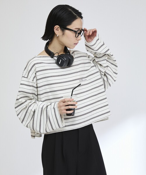 Firsthand(ファーストハンド)の「MA Firsthand/マ ファーストハンド BASQUE BORDER CROP PO / バスクボーダー クロップ プルオーバー(Tシャツ/カットソー・レディース・サックスブルー/ホワイト/ネイビー・FREE)」の14枚目の写真