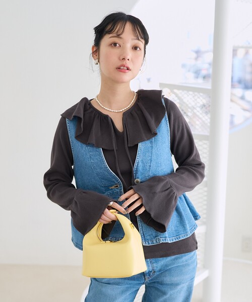 FREAK'S STORE（フリークスストア）の「アーミーフライス フリルロンT（Tシャツ/カットソー・レディース・チャコールグレー/グレー/オフホワイト・ﾌﾘ-）」の2枚目の写真