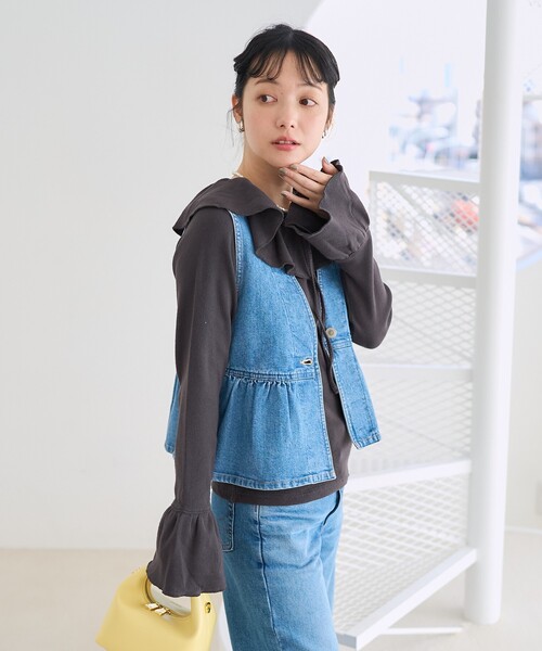 FREAK'S STORE（フリークスストア）の「アーミーフライス フリルロンT（Tシャツ/カットソー・レディース・チャコールグレー/グレー/オフホワイト・ﾌﾘ-）」の21枚目の写真