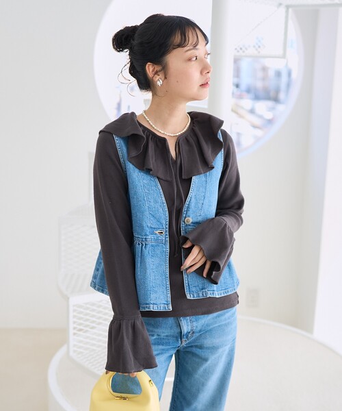 FREAK'S STORE（フリークスストア）の「アーミーフライス フリルロンT（Tシャツ/カットソー・レディース・チャコールグレー/グレー/オフホワイト・ﾌﾘ-）」の19枚目の写真