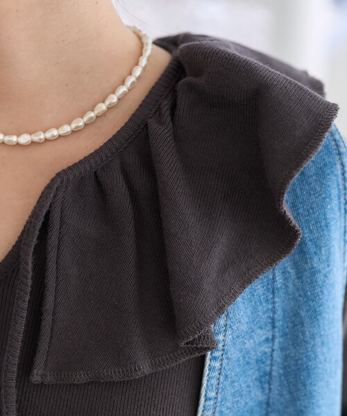 FREAK'S STORE（フリークスストア）の「アーミーフライス フリルロンT（Tシャツ/カットソー・レディース・チャコールグレー/グレー/オフホワイト・ﾌﾘ-）」の18枚目の写真