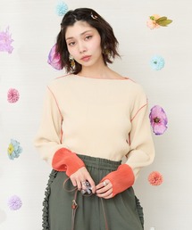 JETSET SOLO PLUS （ジェットセットソロプラス）の「【FONT LAB】プリーツボ-トネックバイカラーカットソー（Tシャツ/カットソー）」