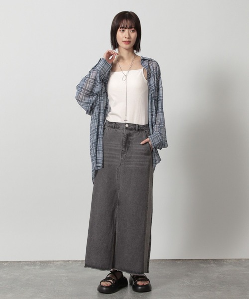 LAKOLE（ラコレ）の「シアーチェックシャツ / 321614（シャツ/ブラウス・レディース・チャコールグレー/ブルー/ベージュ・FREE）」の8枚目の写真