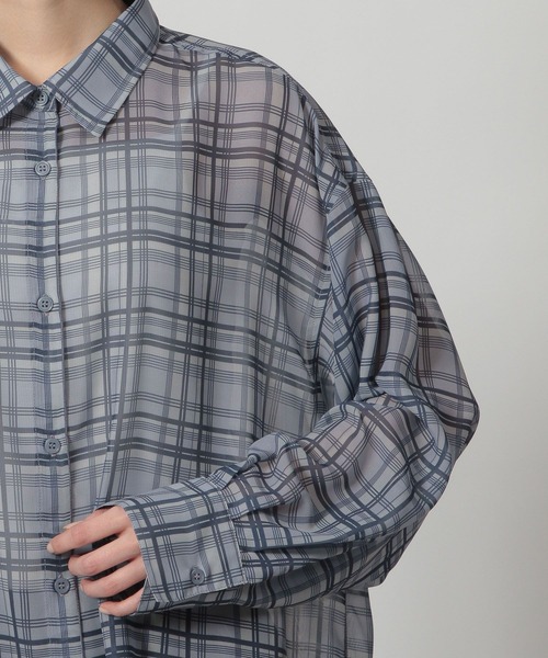 LAKOLE（ラコレ）の「シアーチェックシャツ / 321614（シャツ/ブラウス・レディース・チャコールグレー/ブルー/ベージュ・FREE）」の19枚目の写真