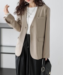 La-gemme（ラジェム）の「Vネックノーカラージャケット（ノーカラージャケット）」