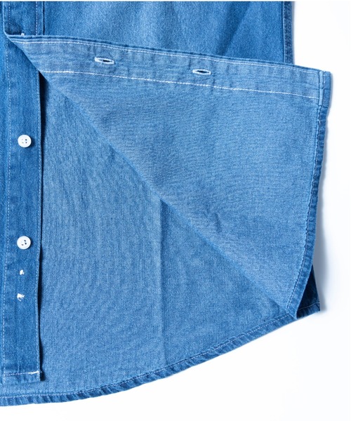 BARCEDOS（バルセドス）の「【Nylaus】ライトオンス デニムシャツ 長袖（シャツ/ブラウス・メンズ・ネイビー/ブルー/ケミカルウォッシュ・LL/M/L）」の9枚目の写真
