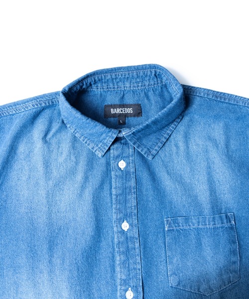 BARCEDOS（バルセドス）の「【Nylaus】ライトオンス デニムシャツ 長袖（シャツ/ブラウス・メンズ・ネイビー/ブルー/ケミカルウォッシュ・LL/M/L）」の8枚目の写真