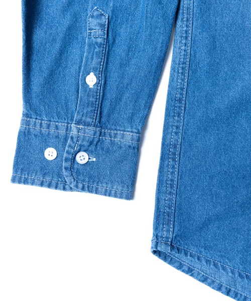 BARCEDOS（バルセドス）の「【Nylaus】ライトオンス デニムシャツ 長袖（シャツ/ブラウス・メンズ・ネイビー/ブルー/ケミカルウォッシュ・LL/M/L）」の6枚目の写真