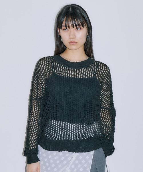 LIENCOEUR（リアンクール）の「メッシュオーバートップス（ニット/セーター・レディース・ブラック/ミント/ホワイト・FREE）」の8枚目の写真