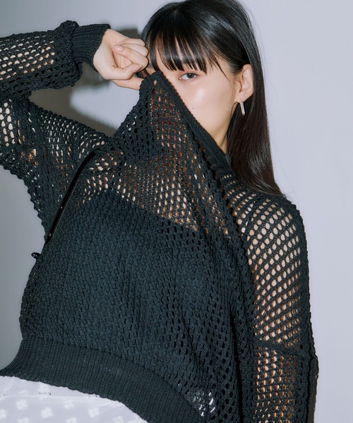 LIENCOEUR（リアンクール）の「メッシュオーバートップス（ニット/セーター・レディース・ブラック/ミント/ホワイト・FREE）」の16枚目の写真