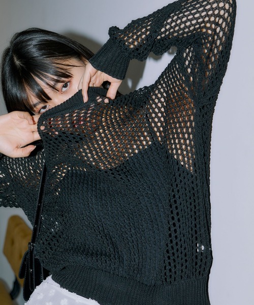 LIENCOEUR（リアンクール）の「メッシュオーバートップス（ニット/セーター・レディース・ブラック/ミント/ホワイト・FREE）」の17枚目の写真