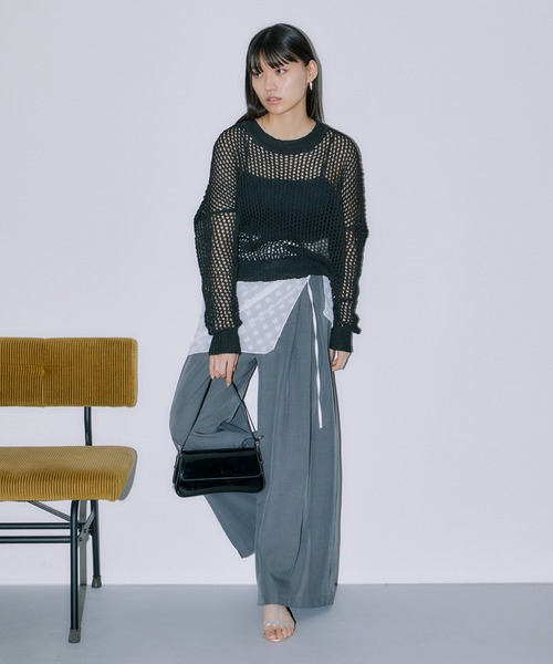 LIENCOEUR（リアンクール）の「メッシュオーバートップス（ニット/セーター・レディース・ブラック/ミント/ホワイト・FREE）」の19枚目の写真