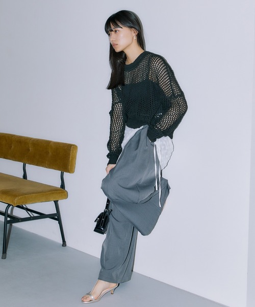 LIENCOEUR（リアンクール）の「メッシュオーバートップス（ニット/セーター・レディース・ブラック/ミント/ホワイト・FREE）」の21枚目の写真