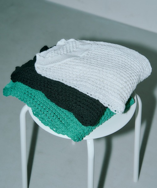 LIENCOEUR（リアンクール）の「メッシュオーバートップス（ニット/セーター・レディース・ブラック/ミント/ホワイト・FREE）」の22枚目の写真