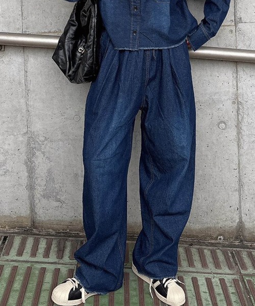 notch.(ノッチ)の「【 notch. by KR 】タックボリュームデニムパンツ(デニムパンツ・レディース・ブルー/ネイビー/ダークネイビー・M/TM)」の21枚目の写真