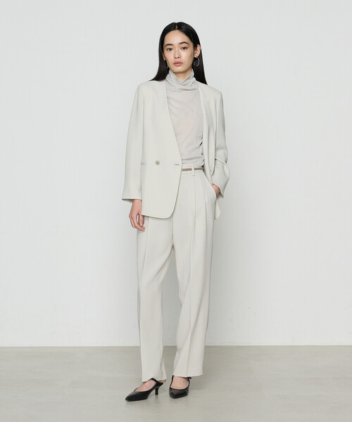 COMME CA（コムサ）の「【セットアップ対応】アチェローザダブルクロス ノーカラージャケット（スーツジャケット・レディース・ネイビー/グリーン系その他・9号/11号）」の5枚目の写真