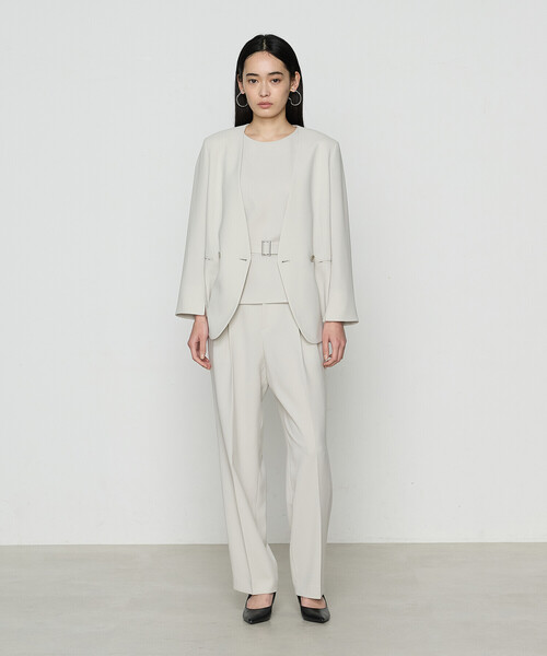 COMME CA（コムサ）の「【セットアップ対応】アチェローザダブルクロス ノーカラージャケット（スーツジャケット・レディース・ネイビー/グリーン系その他・9号/11号）」の17枚目の写真