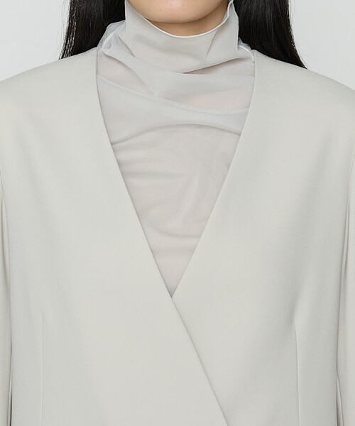 COMME CA（コムサ）の「【セットアップ対応】アチェローザダブルクロス ノーカラージャケット（スーツジャケット・レディース・ネイビー/グリーン系その他・9号/11号）」の16枚目の写真