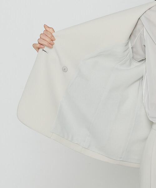 COMME CA（コムサ）の「【セットアップ対応】アチェローザダブルクロス ノーカラージャケット（スーツジャケット・レディース・ネイビー/グリーン系その他・9号/11号）」の8枚目の写真